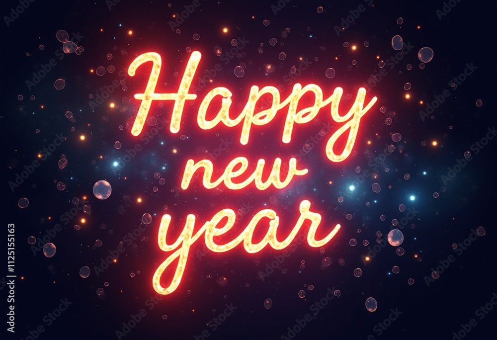 Happy new year colorful calligraphic shining shiny smooth lettering Happy new year colorful calligraphic shining shiny smooth lettering