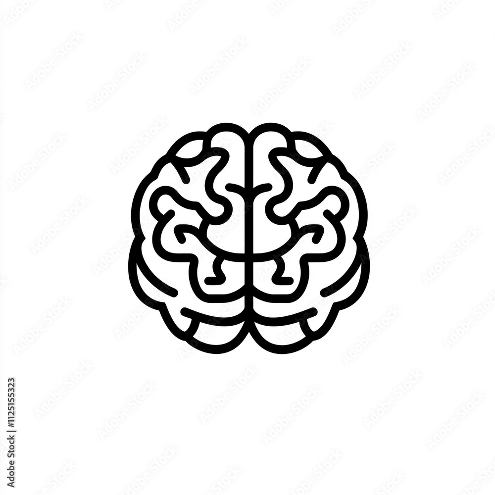 A simple human brain illustration on a white background. A simple human brain illustration on a white background.