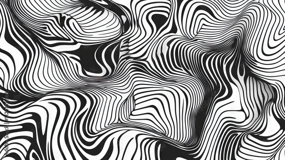 Geometric Black and White Vector Pattern with Optical Illusion AI generated illustration Geometric Black and White Vector Pattern with Optical Illusion AI generated illustration