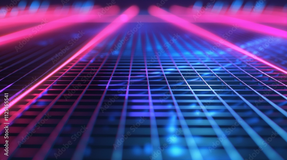 Futuristic neon grid with abstract light effects. Futuristic neon grid with abstract light effects.
