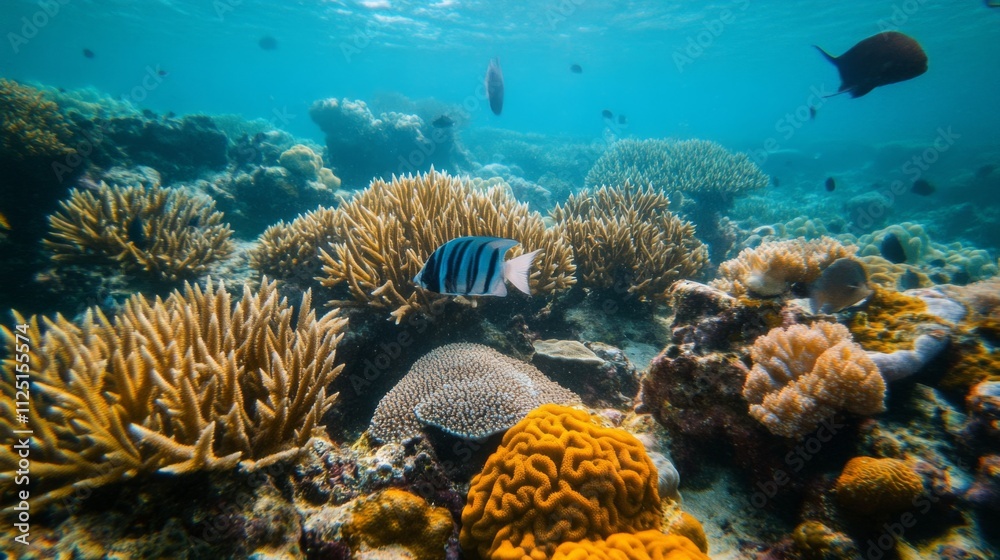 A beautiful underwater scene filled with vibrant coral reefs and diverse marine life. Explore the colorful ocean floor teeming with fish and flora. Generative AI A beautiful underwater scene filled with vibrant coral reefs and diverse marine life. Explore the colorful ocean floor teeming with fish and flora. Generative AI