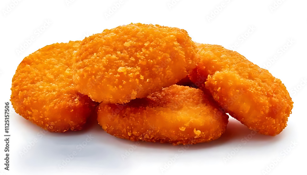 fried chicken nuggets isolated on white background cutout