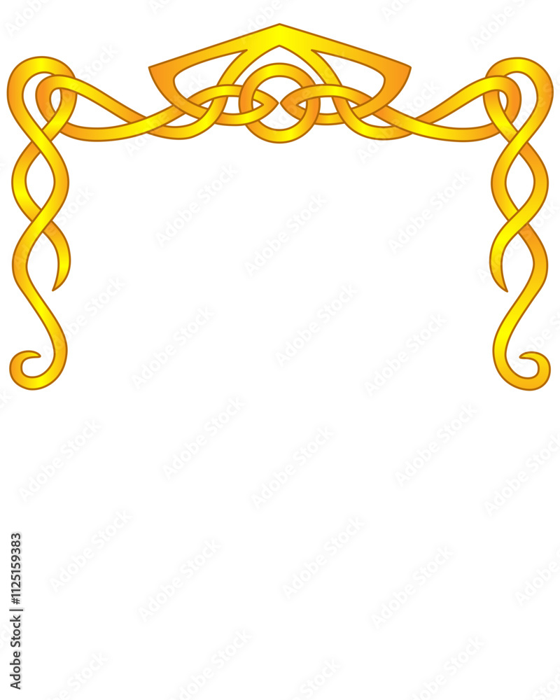 Divider, border for text in Celtic style in golden color - vector full color element. Celtic ornament	