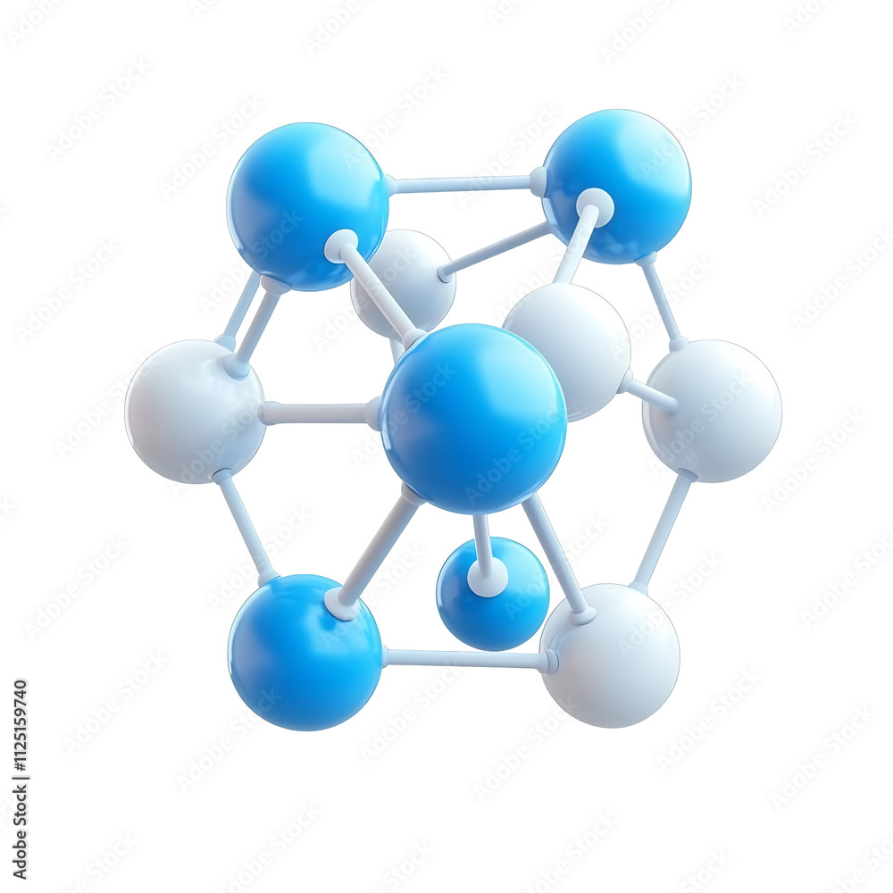 Vibrant Blue and White Molecule Structure in Minimalist 3D Vibrant Blue and White Molecule Structure in Minimalist 3D