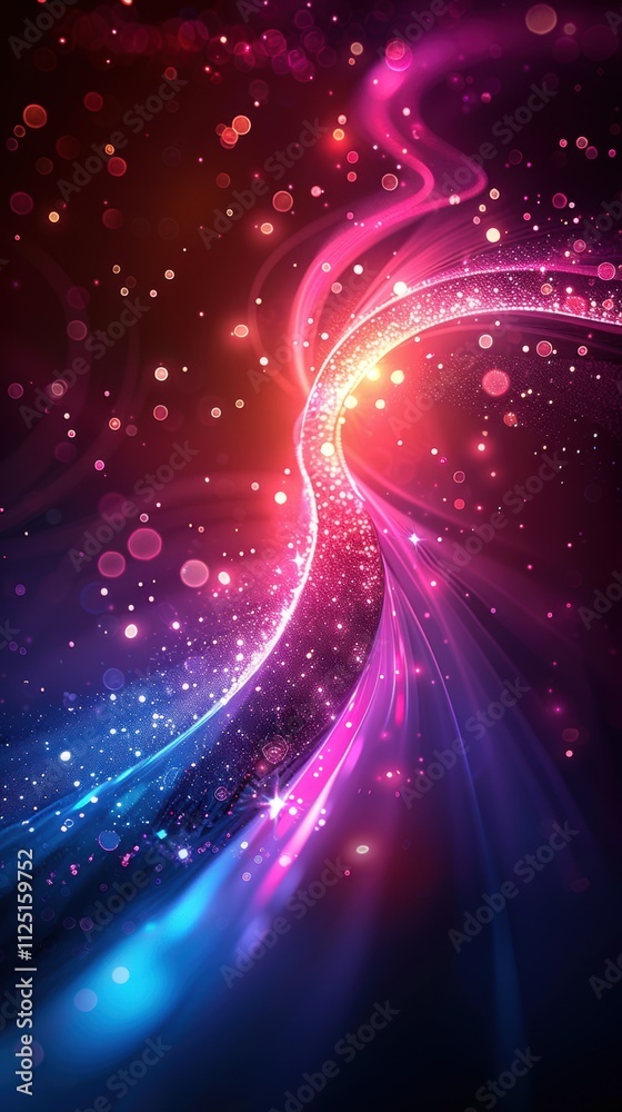 Fototapeta premium 梦幻光带绚丽多彩曲线星点背景壁纸