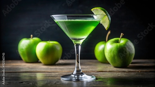 green cocktail with apple