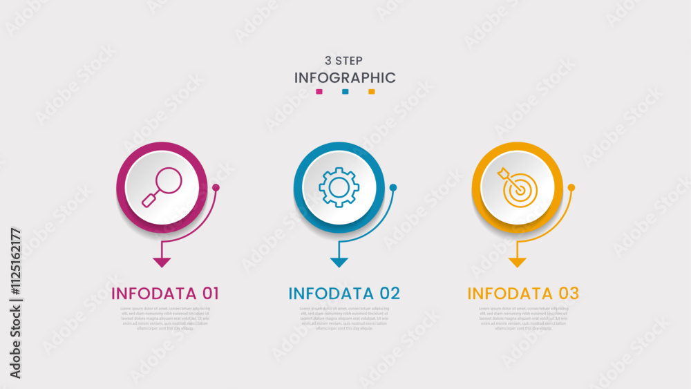 Fototapeta premium Business data visualization. Process chart. Abstract elements of a graph or diagram with Three Steps, and processes. Vector business template for presentation. Creative concept for infographic.
