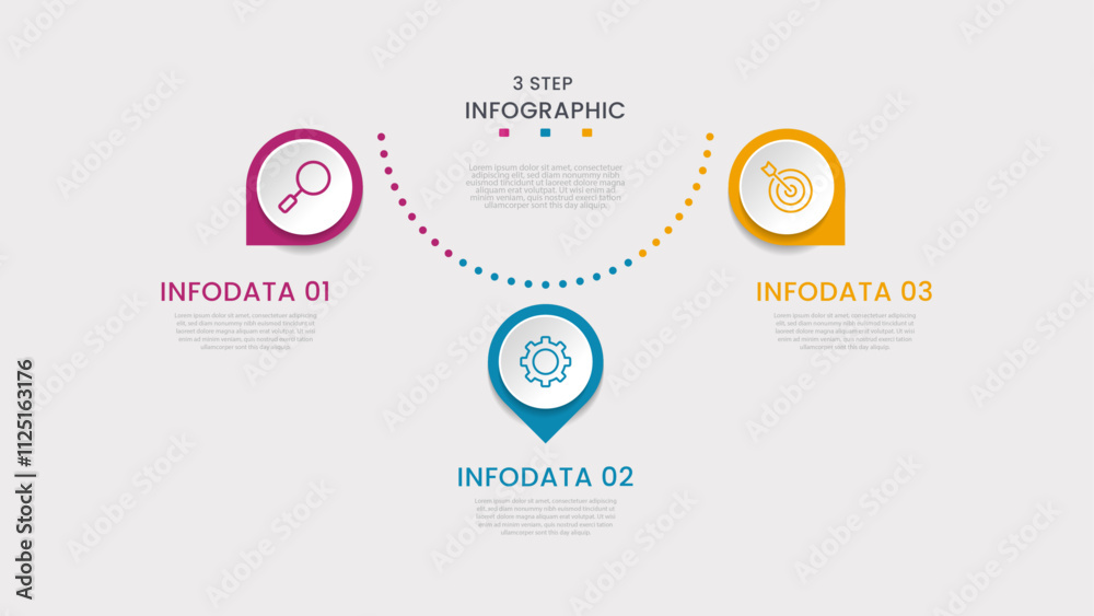 Fototapeta premium Business data visualization. Process chart. Abstract elements of a graph or diagram with Three Steps, and processes. Vector business template for presentation. Creative concept for infographic.