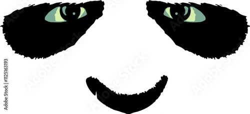 black and white face of a panda