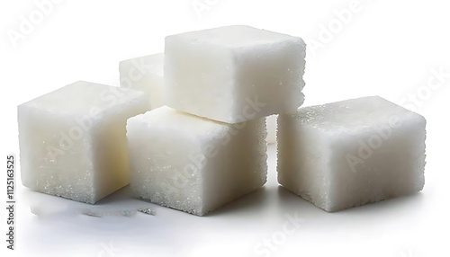 white sugar cubes 3d render icon isolated on white background cutout