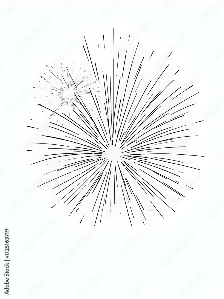 Obraz premium A minimalist firework design in monochrome, creating an elegant and subtle celebratory background