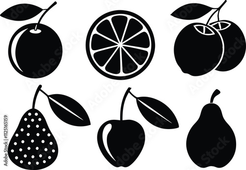 Wallpaper Mural 6 Vector Silhouette Fruits Icon Set - Minimalist Fruit Clipart Collection Torontodigital.ca