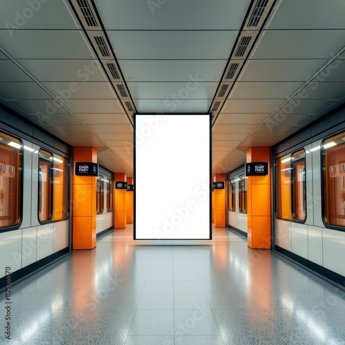 Modern subway with empty banner banner mockup advertising blank business display template