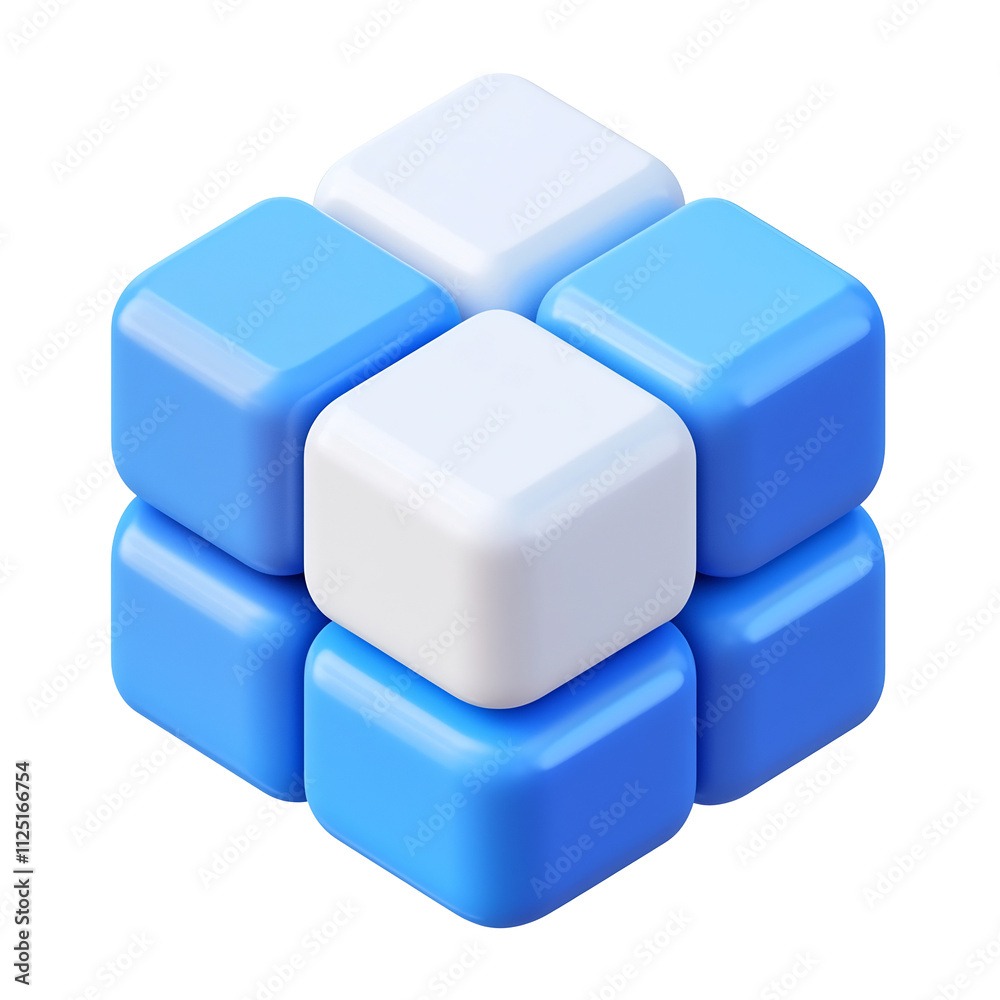 Vibrant Minimalist 3D Cube with Soft Rounded Edges on Isolated White Background Vibrant Minimalist 3D Cube with Soft Rounded Edges on Isolated White Background