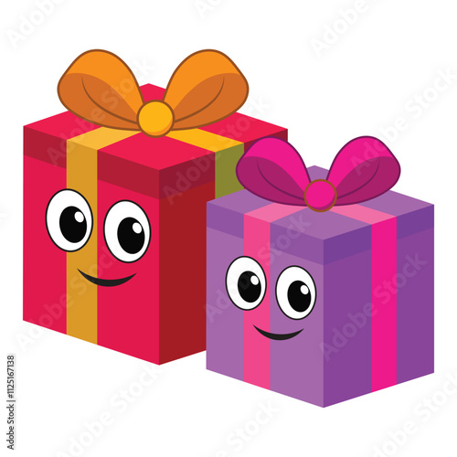 Gift boxes colorful cartoon illustration.