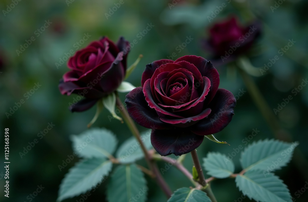 Bush large red roses, blooming flower outside in garden, close-up. AI Generative Bush large red roses, blooming flower outside in garden, close-up. AI Generative