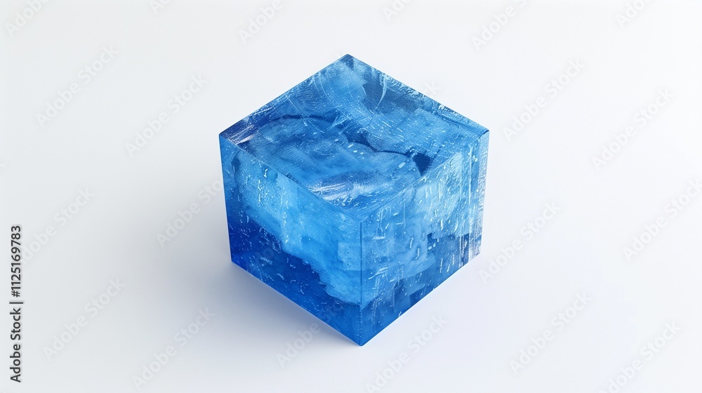 a blue ice cube on a white background a blue ice cube on a white background