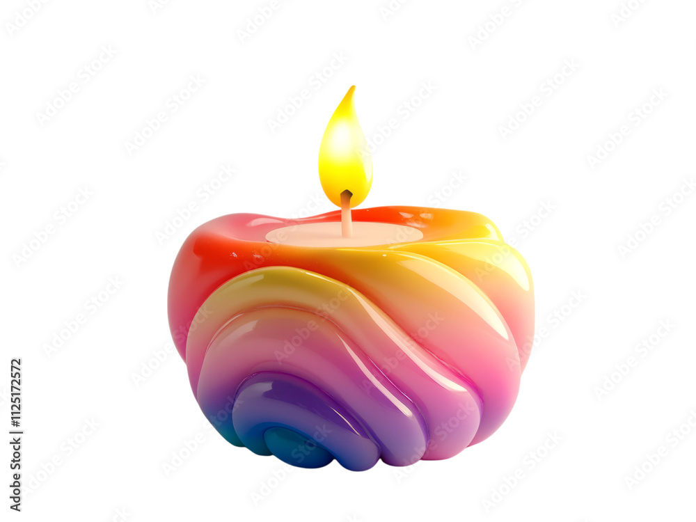 Colorful Candle with Flame on Transparent Background Colorful Candle with Flame on Transparent Background