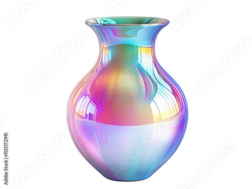 Iridescent Vase Isolated on Transparent Background