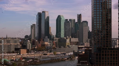 Aerial view of modern skyscrapers in the Long Island City neighborhood of Queens, featuring One Court Square, also known as the Citicorp Building photo