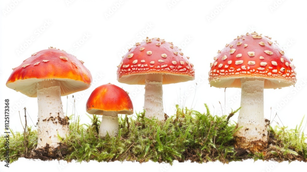 Stunning Red Mushrooms Growing in Mossy Forest Floor Stunning Red Mushrooms Growing in Mossy Forest Floor