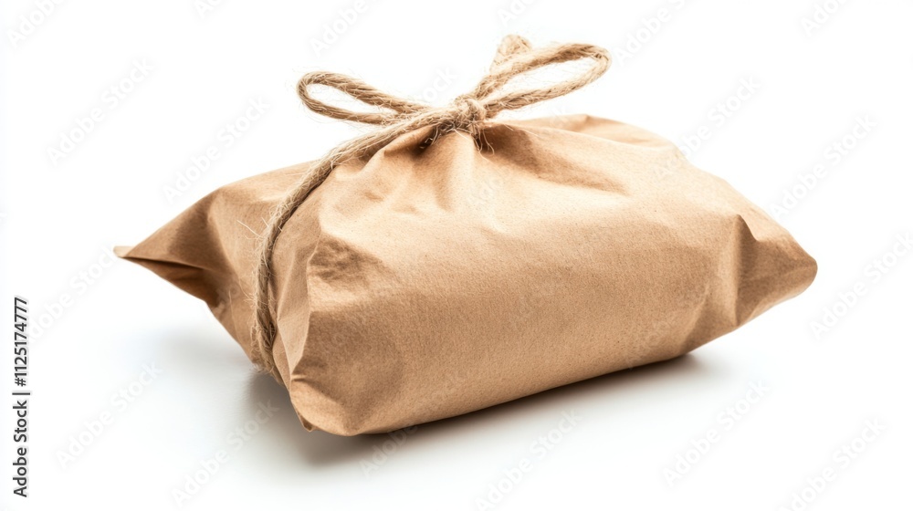 Rustic Brown Paper Parcel Tied with Natural Cord - A Sustainable Shipping Concept Rustic Brown Paper Parcel Tied with Natural Cord - A Sustainable Shipping Concept