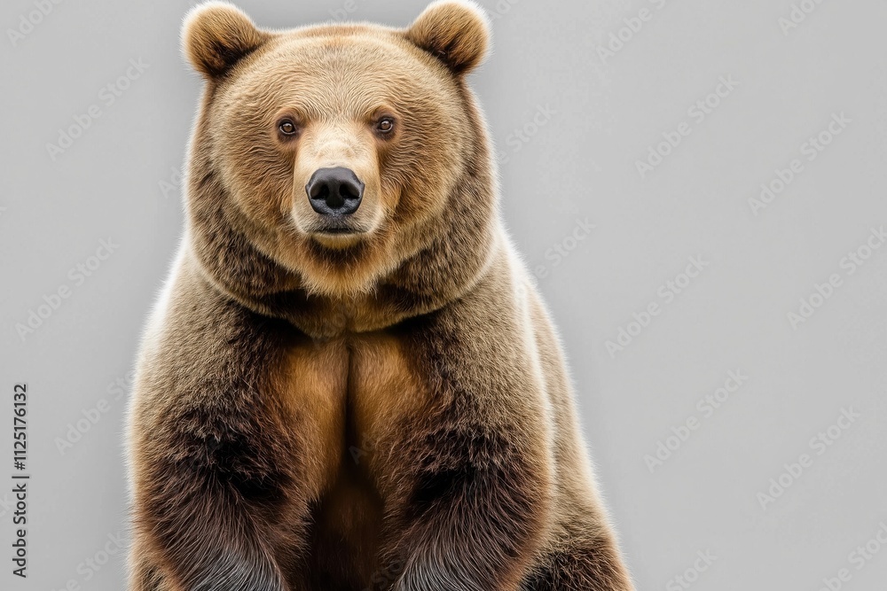 Fototapeta premium Studio photo of a bear isolated against a white background. Wildlife and conservation concept, space for copy.