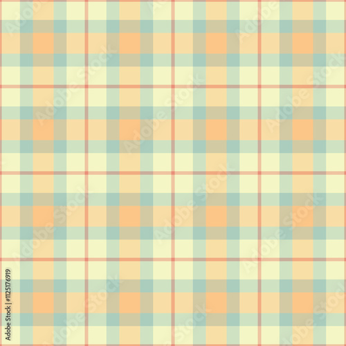 Relief vector texture background, printout check pattern textile. Rectangle tartan seamless plaid fabric in light and orange colors.