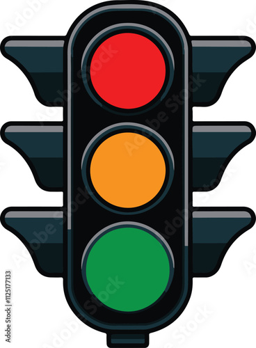 traffic light on green, Traffic light icon vector