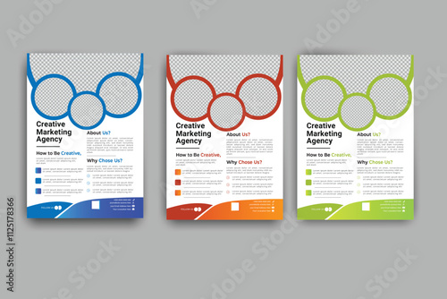 corporate business flyer design vector template orang green blue modern color business element