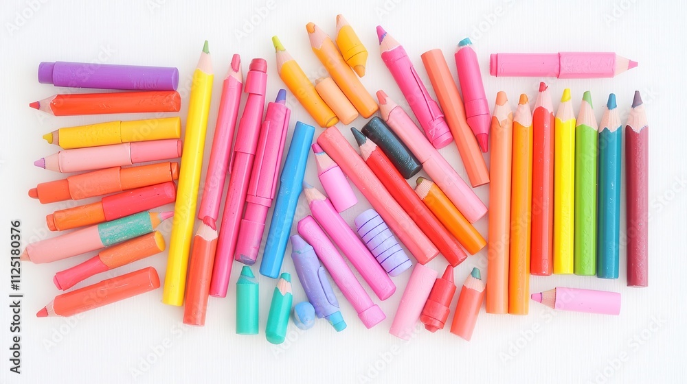 Colorful array of crayons, vibrant hues intertwine, showcasing artistic potential, inviting creativity and imagination, perfect for drawing and coloring adventures. Colorful array of crayons, vibrant hues intertwine, showcasing artistic potential, inviting creativity and imagination, perfect for drawing and coloring adventures.
