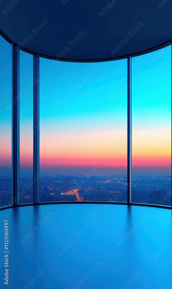 Fototapeta premium Panoramic View of Sunset from Modern Building