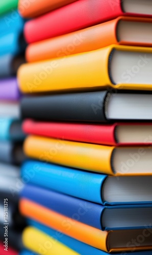 Wallpaper Mural Stack of Colorful Books in Close-Up Torontodigital.ca