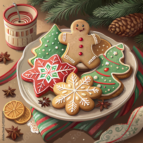 christmas different shaped cookies on table