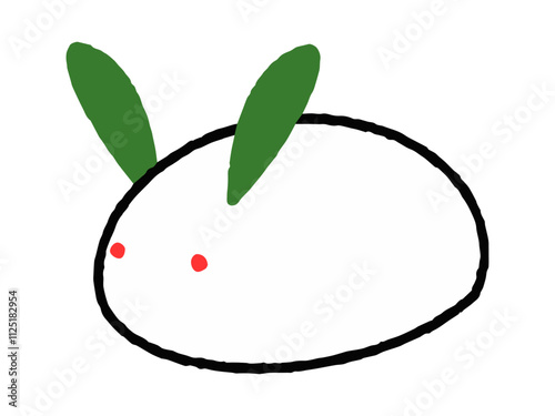 雪うさぎ　冬にまつわる手描きイラスト