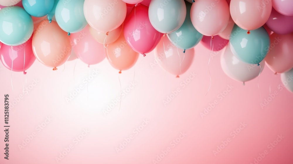 Vibrant multicolored balloons create a playful and festive ambiance against a soft gradient background, perfect for celebrations and joyful moments. Vibrant multicolored balloons create a playful and festive ambiance against a soft gradient background, perfect for celebrations and joyful moments.