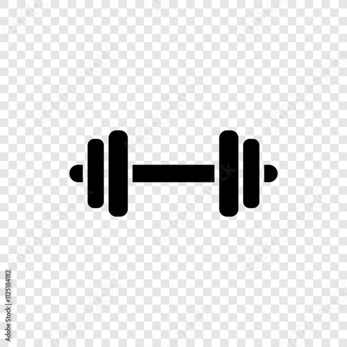 Dumbbell simple icon vector. Flat design. Transparent grid