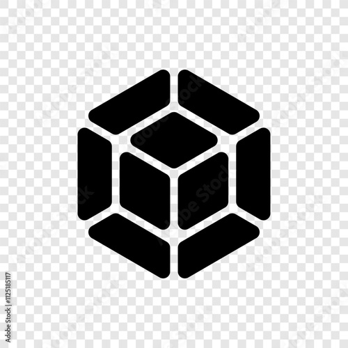 Cube, tesseract simple icon. Flat design. Transparent grid