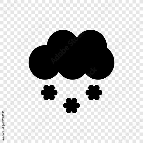 Cloud snow simple icon. Flat design. Transparent grid