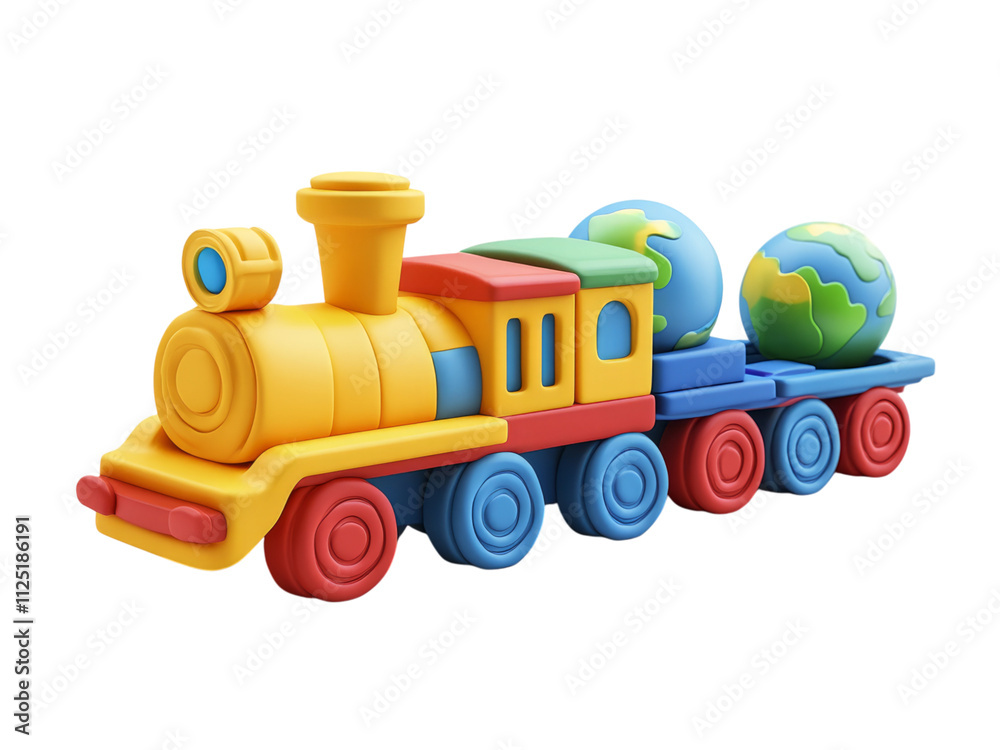 custom made wallpaper toronto digitalColorful Toy Train with Earth Globes on Track