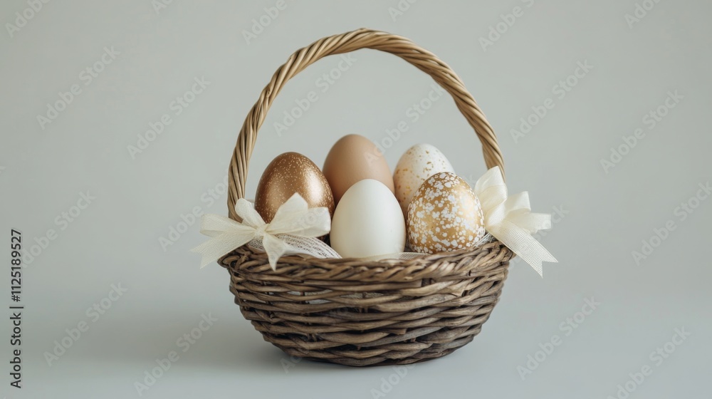 Easter Eggs in a Wicker Basket: A Springtime Celebration Easter Eggs in a Wicker Basket: A Springtime Celebration
