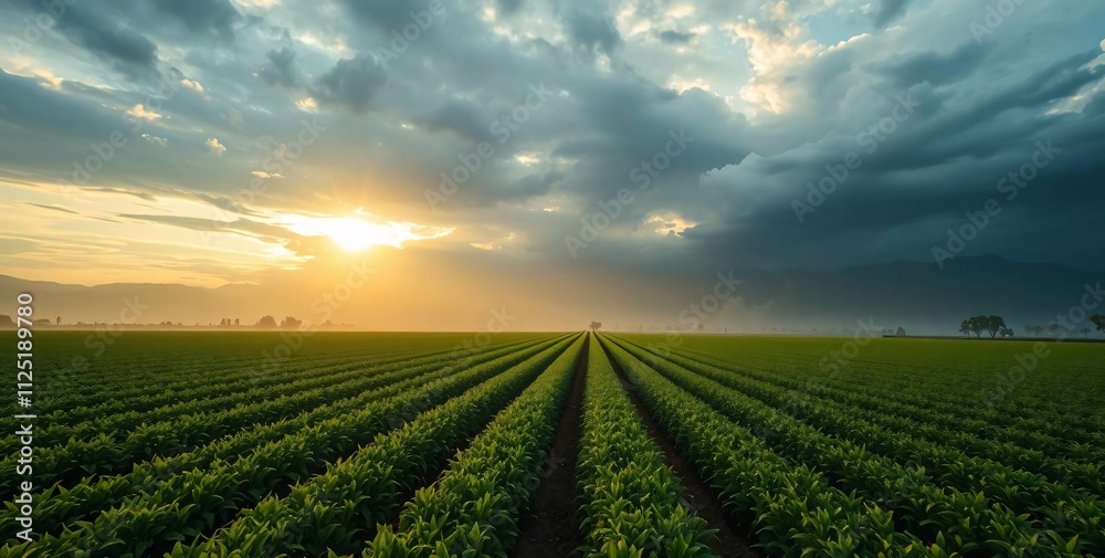 Serene Sunset over Farmland Serene Sunset over Farmland