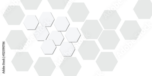 Abstract technology white geometric hexagon on transparent concept design honeycomb shape vector 