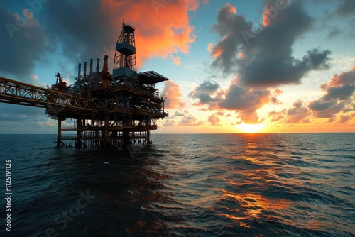 Gulf of Thailand Oil & Gas Platform: A Spectacular Sky Backdrop photo