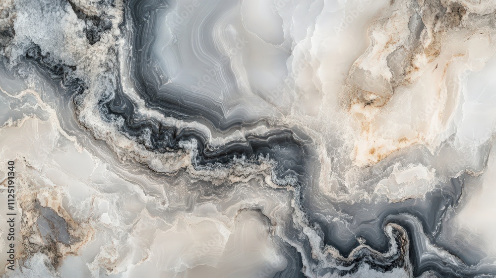 Elegant abstract pattern showcases swirling gray and white tones resembling natural stone formation Elegant abstract pattern showcases swirling gray and white tones resembling natural stone formation
