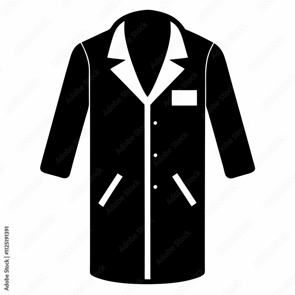 Black Silhouette Lab Coat Vector Art Illustration Black Silhouette Lab Coat Vector Art Illustration