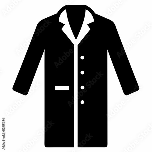 Black Silhouette Lab Coat Vector Art Illustration
