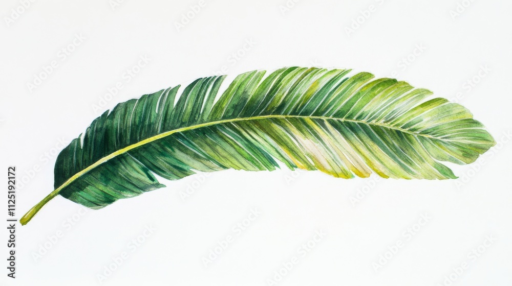 Obraz premium Watercolor Tropical Leaf Illustration - Vibrant Green Exotic Leaf Art