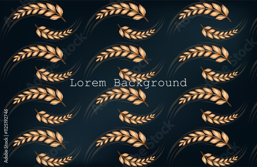 background with a golden spike or wheat on a light background. pattern of ears of corn and grain. modern logo for banners. vector illustration
