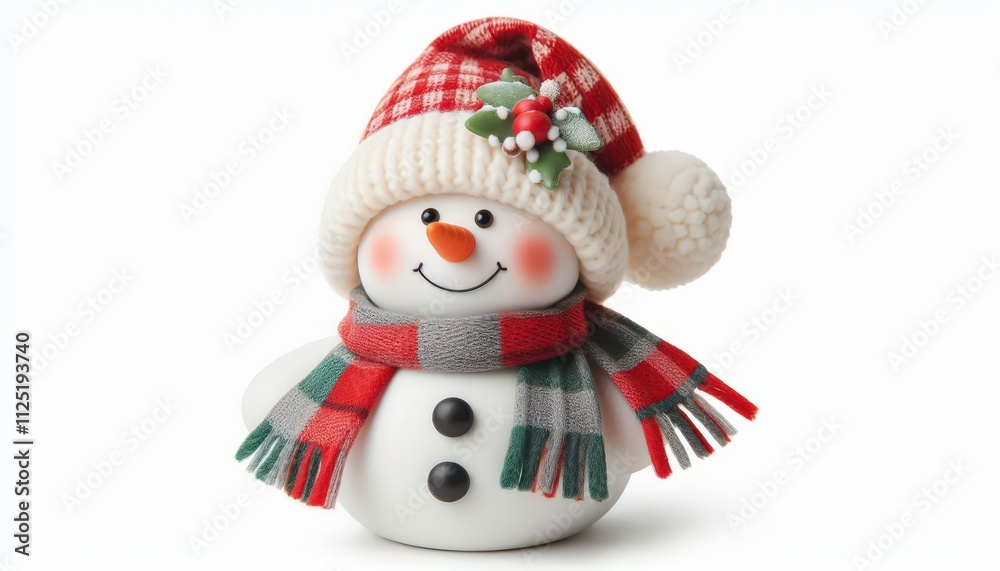 Fototapeta premium Snowman Christmas Decoration - on White Background